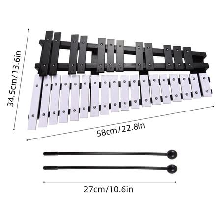vibraphone Xylophone 30 Note Glockenspiel Foldable Xylophone Wooden Frame 5mm Thickness Aluminum Bars Percussion Musical Instrument with Carrying Bag 2 Mallets Gift for Beginners Students