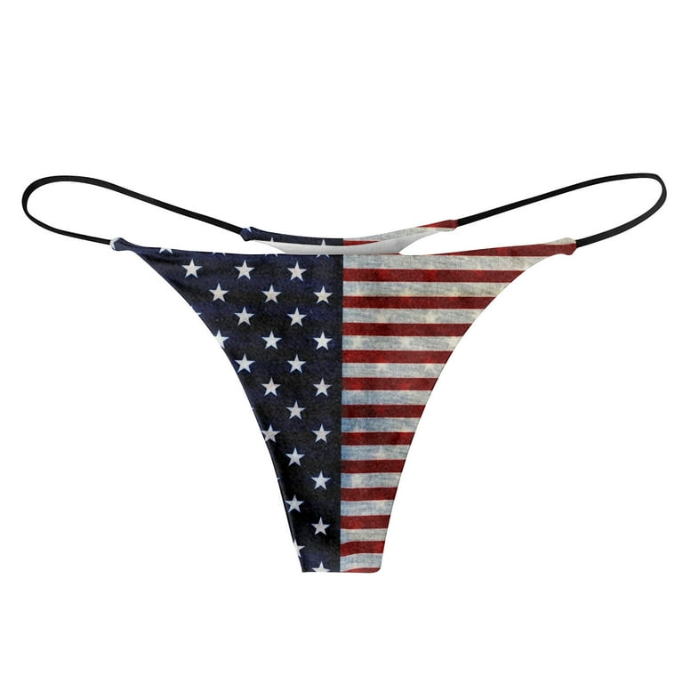 Sksloeg Thongs for Women USA Stars Stripes Independence Print