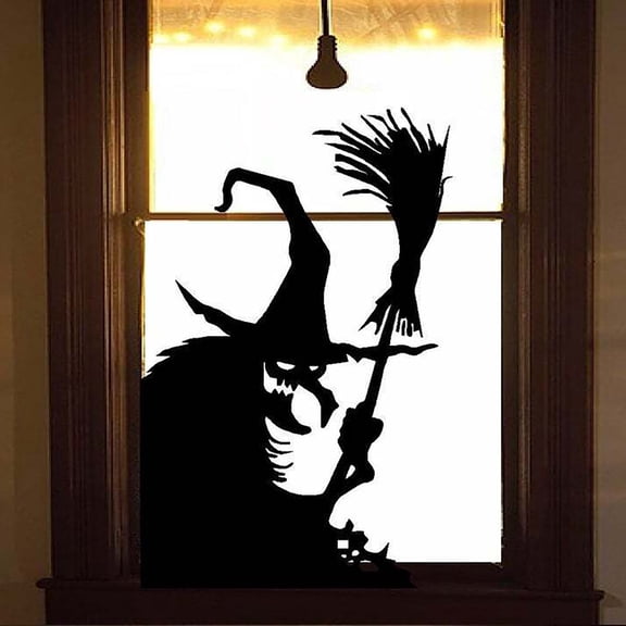 Clearance Under $6 Giant Witch Halloween Window Clings, Spooky Cemetery Wall Decals for Indoor & Outdoor