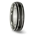 thumbnail image 4 of Auriga Stainless Steel Polished Black IP-plated 6 mm Grooved Band for Women Size 7.5, 4 of 6