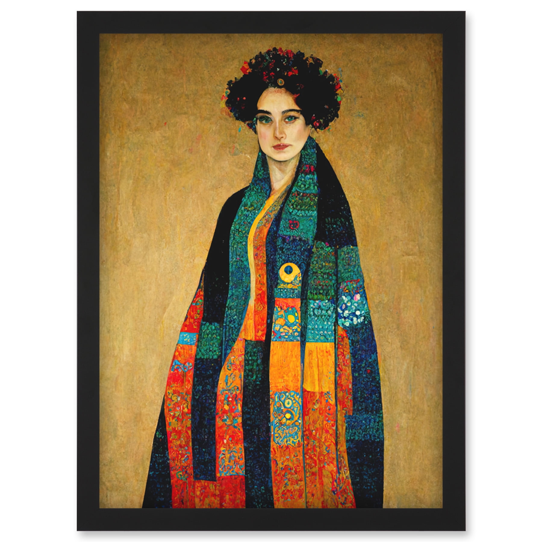 Gustav Klimt Inspired Female Portrait Woman Artwork Framed Wall Art ...