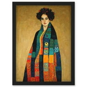Gustav Klimt Inspired Female Portrait Woman Artwork Framed Wall Art Print A4