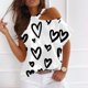 thumbnail image 2 of Mujeres Verano Cuello Redondo Manga Corta Estampado Sin Tirantes Camiseta Tops Blusas Pompotops  hfajkhk129210, 2 of 5