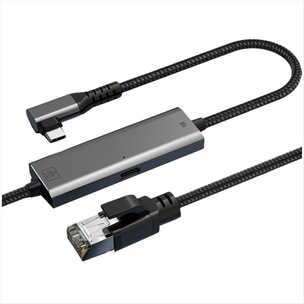 Adaptador Ethernet Gigabit de 2500 Mbps, Tipo C A Tarjeta de Red RJ45, Convertidor Ethernet Gigabit de 2,5 G en Ángulo Recto de 90 Grados, C