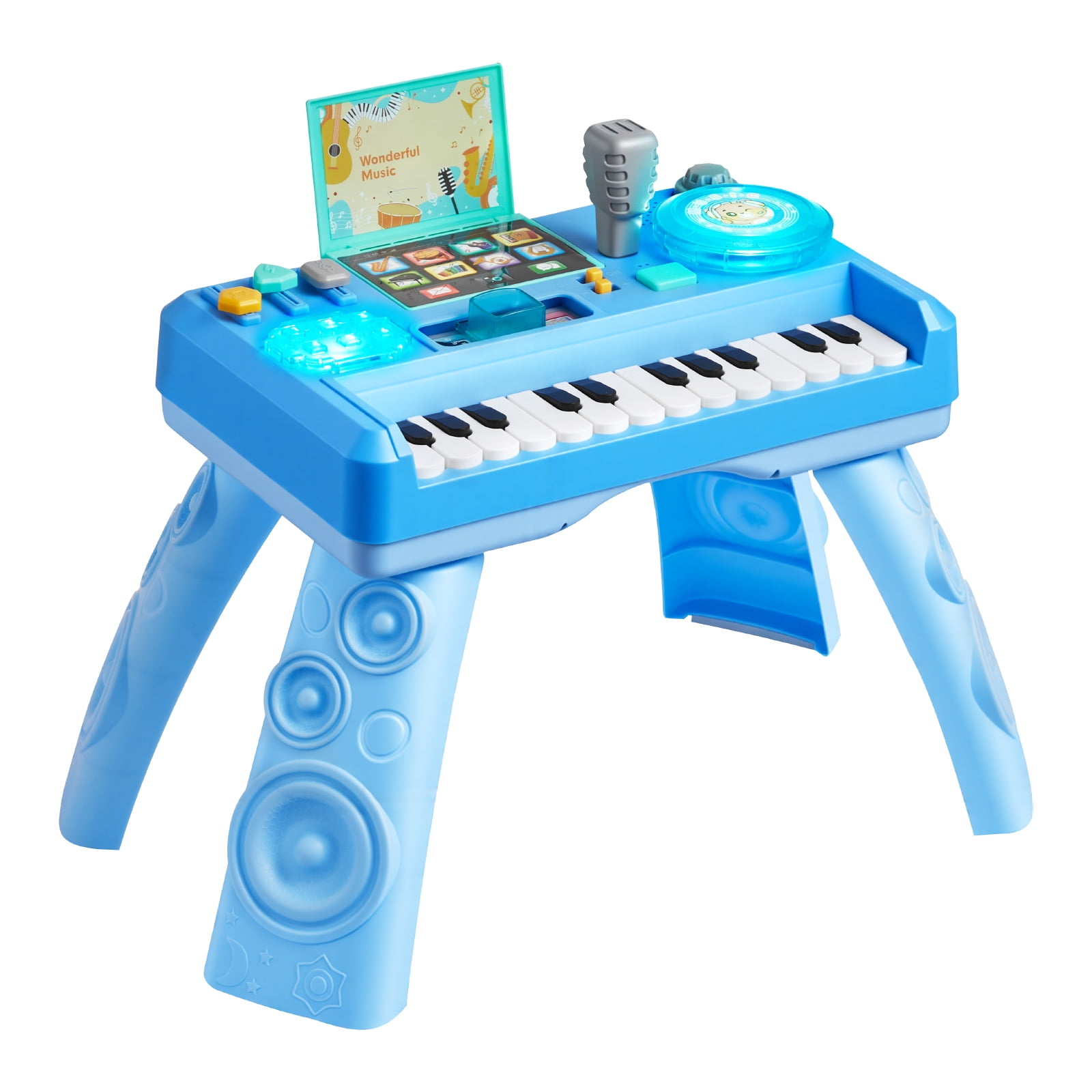 VEVOR Baby DJ Playset for Toddlers 1-3, Educational Musical Table Toys with 133 Sound Sources, Recording and LED DJ Turntable, Baby Activity Table for Birthday, Gift for Kids Aged 6+ Months