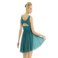 thumbnail image 4 of MSemis Female Dance Leotard Dress V-Neck High-Low Skirt XS to 3XL, 4 of 7