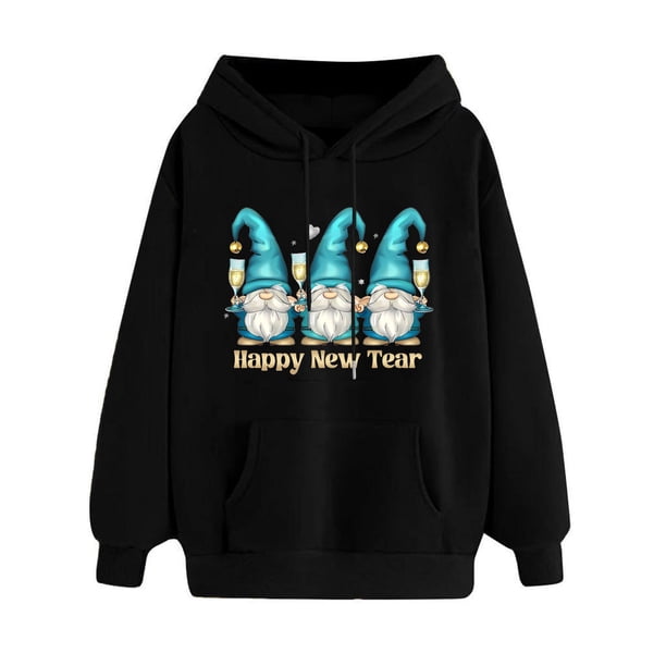 WILLBEST Sudadera de Mujer con Capucha Estampada Navideña para Otoño/Invierno, Talla Grande, Gruesa, Informal y Holgada Chica