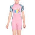 thumbnail image 1 of Buceo vela chicas traje de neoplas uv protección niños traje de baño manga corta redondo cuello redondo cremallera traje de baño rompiendo guardia shorty mojado traje rosa s Eigraketly OD003665-01, 1 of 7