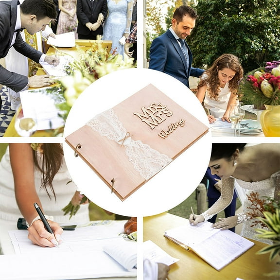 MLINS 2 Pcs Guest Book Message Wedding Signs for Reception Bridesmaid Khaki
