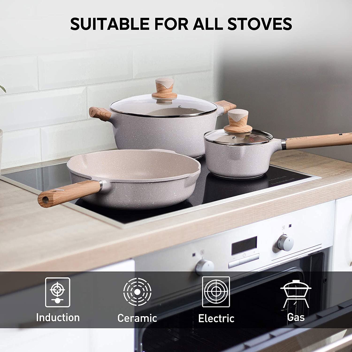 Caannasweis Nonstick Cookware Sets Kitchen Induction Pots and Pans 953211A-2PCS-Bakeware