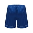 thumbnail image 2 of Raenseen Men Silky Satin Pajamas Elastic Waistband Shorts for Home Sleepwear Bottoms Swim Shorts Royal Blue XL, 2 of 5