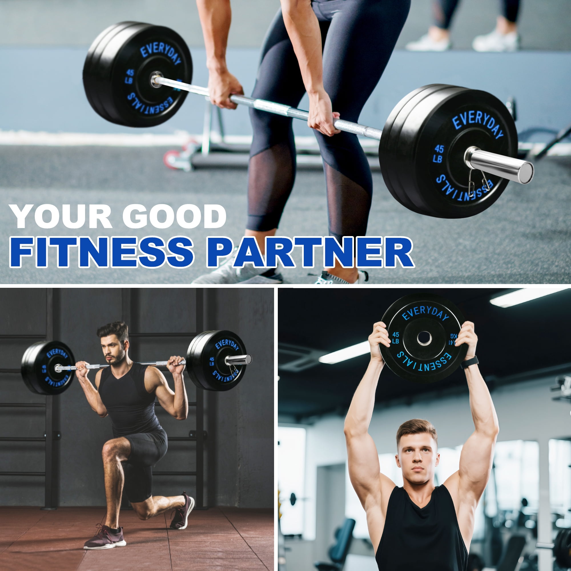 BalanceFrom Olympic Bumper Plate Weight Plate with Steel Hub, Black, 210 lbs Set with 6FT Olympic Barbell and Clips, Multiple Packages