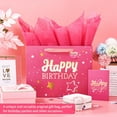 thumbnail image 4 of 13" Pink Happy Birthday Gift Bag with Tissue Paper and Greeting Card for Party,Happy Birthday Gift Bag for Men Women,Gift Bags Medium size(1 PCS Pink Hot Stamping), 4 of 6