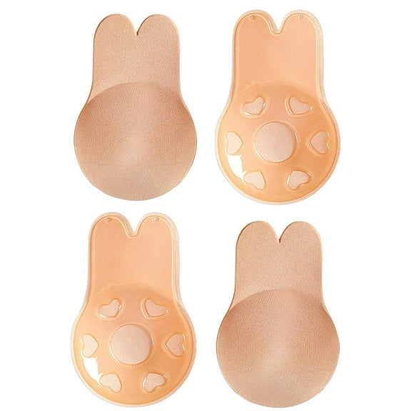 2 Pairs Sticky Bra Adhesive Invisible Bra,Strapless Backless Reusable Push Up Medium Breast Lift Nipple Covers for Women-Medium