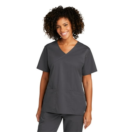 

WonderWink Women s WorkFlex Mock Wrap Top WW4760 In Pewter