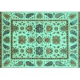 thumbnail image 1 of Ahgly Company Machine Washable Indoor Rectangle Abstract Turquoise Blue Modern Area Rugs, 5' x 8', 1 of 4