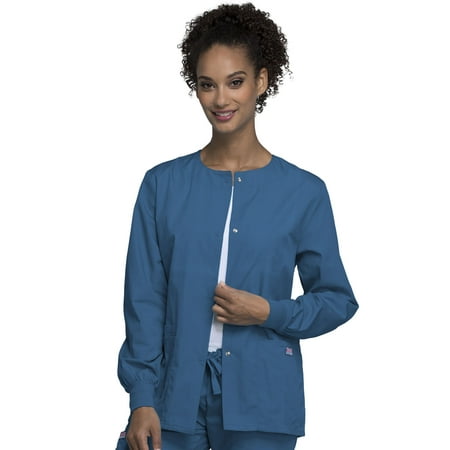 

Cherokee Workwear Prints Women s Scrubs Jacket Snap Front Warm Up 4350