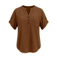 thumbnail image 3 of Seasonal Button Front Solid Pocket Tee For Short Sleeve Casual Top, 3 of 4