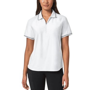 Mondetta Womens' Collared Zip Front Tee (White, XS)