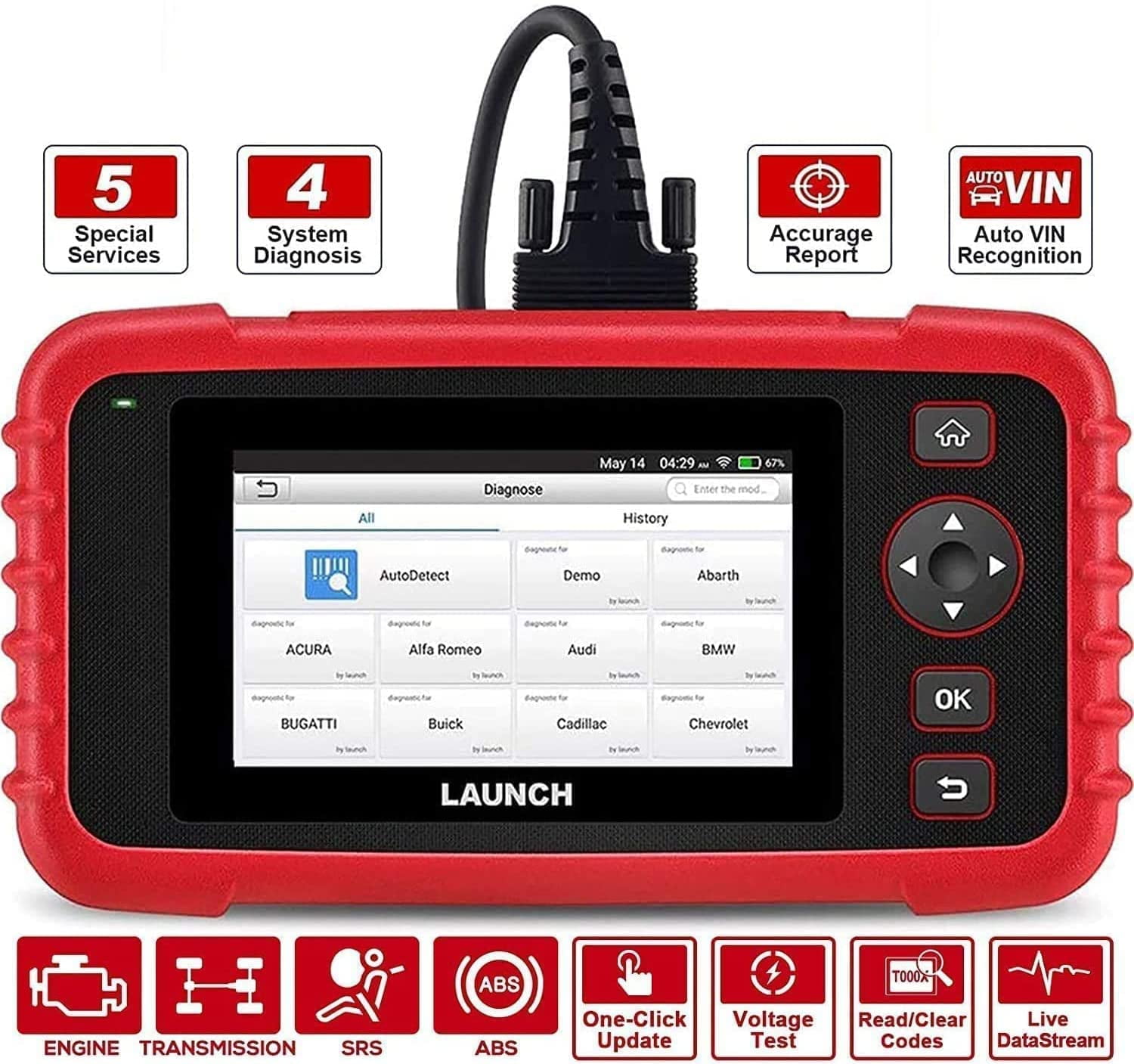 LAUNCH X431 CRP129X OBD2 Scanner Engine ABS SRS AT TPMS SAS EPB Diagnostic Tool 