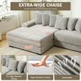 thumbnail image 3 of 111" Oversized Two-Piece Corduroy Couch Sectional, Large L-Shaped Cloud Couches for Living Room, Memory Foam Sofa with Chaise Daybed & 8 Pillows (Corduroy Grey, 111" W Left Facing Chaise), 3 of 7
