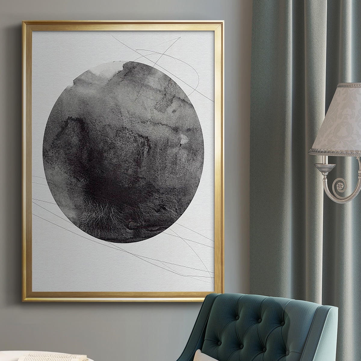 Graphite Moon I Premium Framed Print, in Gold, Black, or Silver - Ready to Hang