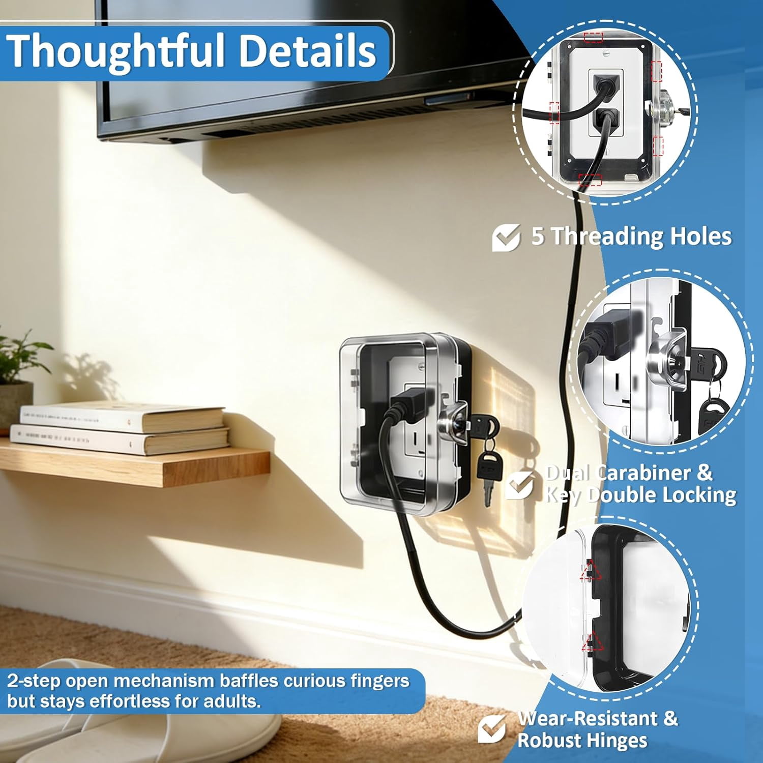 Outlet Cover, Baby Proofing, Shatterproof Safety Lock Box, Anti-Pry Wall Socket Protector, for Home Indoor Electrical Outlets & Switches, 6.69in*4.41in*2.95in (1 PC)