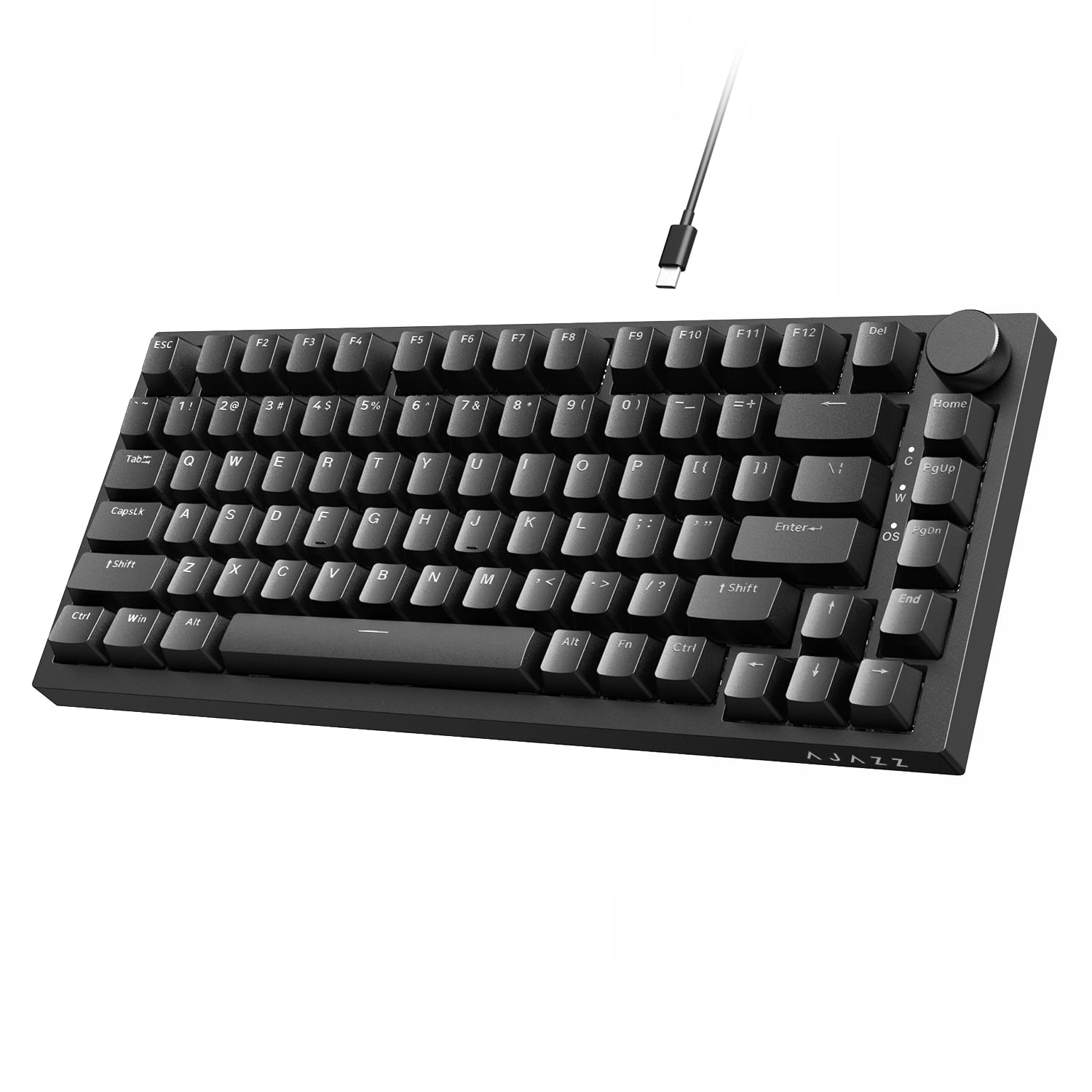 AJAZZ AK820 75% Wired Mechanical Gaming Keyboard, Gasket Mount, Hot Swappable Red Switches, RGB Backlit, PBT Keycaps, Volume Knob, PC/Mac Compatible - Black