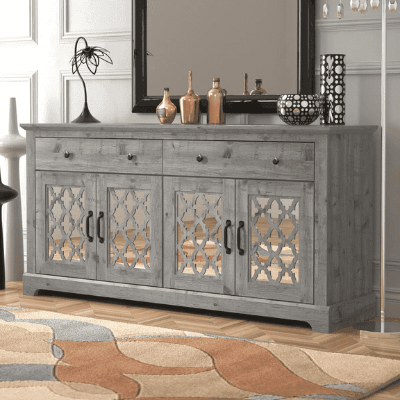 STYLIVIA Heron Wide Sideboard (TV) With Drawer, Mexican Grey