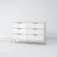 thumbnail image 6 of Farmhouse 6-Drawer Dresser, Rustic Wooden Chest of Drawers with Metal Handles, Wide Storage Dresser TV Stand for Bedroom, Antique Gray, 6 of 7