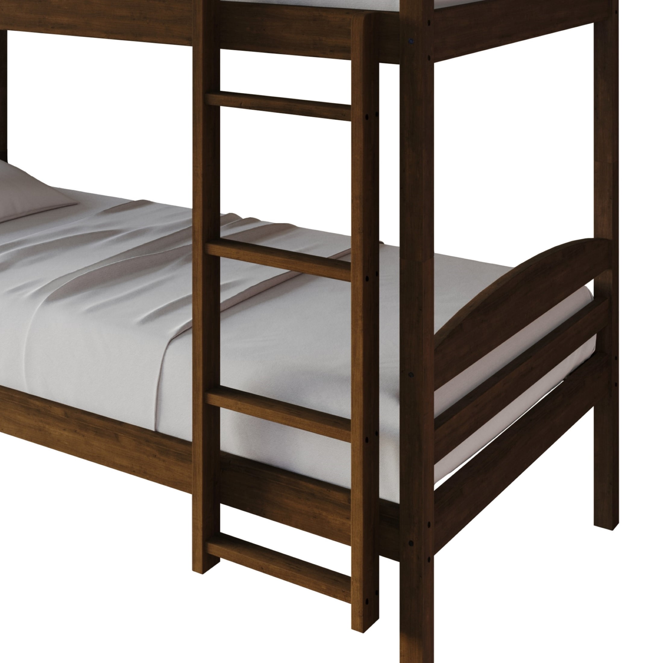 Castle Place Contemporary Twin over Twin Wooden Convertible Bunk Bed, Walnut