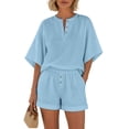 thumbnail image 2 of BOOMNY Womens 2 Peice Shorts Sets Solid Short Sleeve Tops Shorts Outfits for Women Summer Casual Matching Sets, 2 of 5