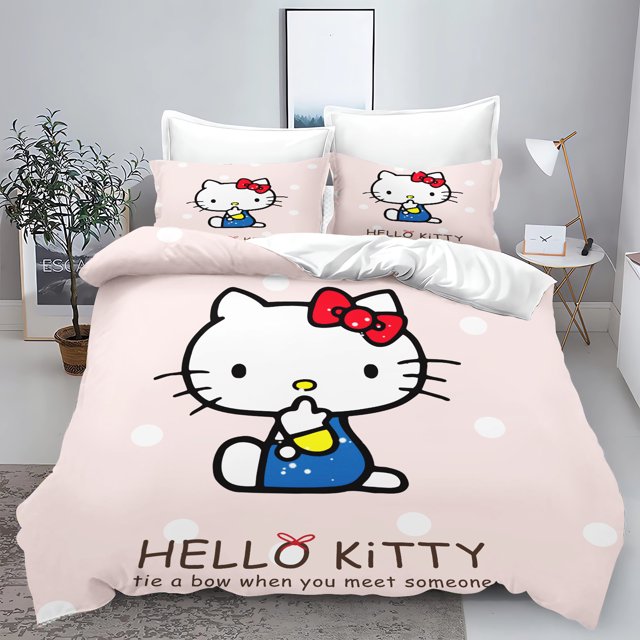 Sanrio Hello Kitty Quilt Cover 100% Polyester New Design 3D Cute Print Decor Comfortable Set Teenager Children Soft Bedding