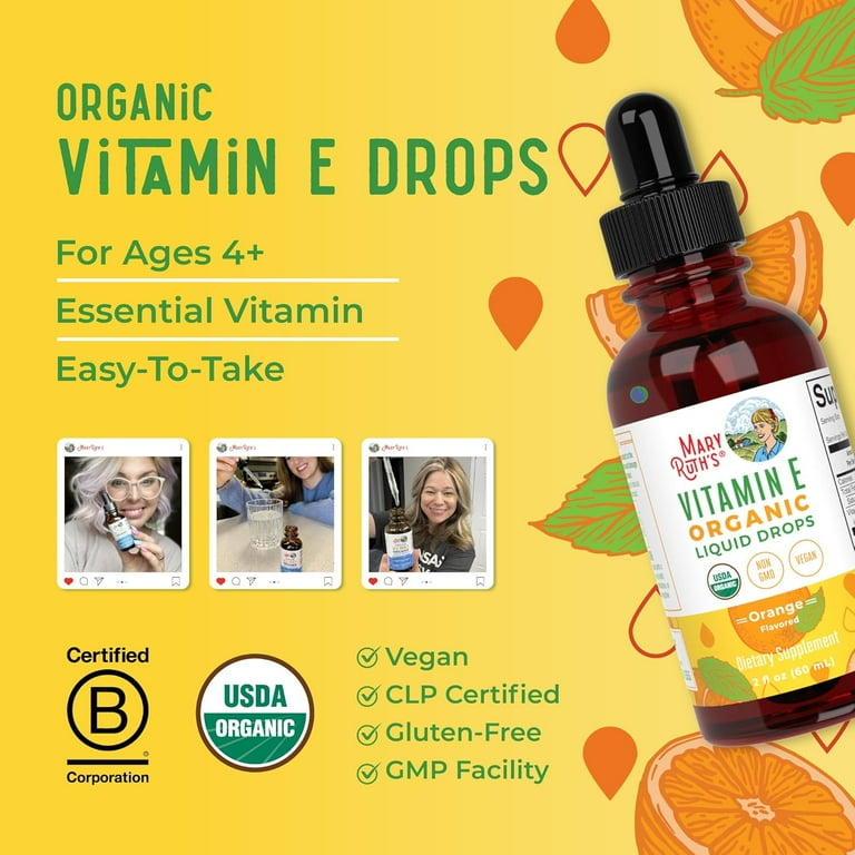 MaryRuth Organics Vitamin E Liquid Drops for Adults and Kids, Vegan, 2 fl  oz - Walmart.com