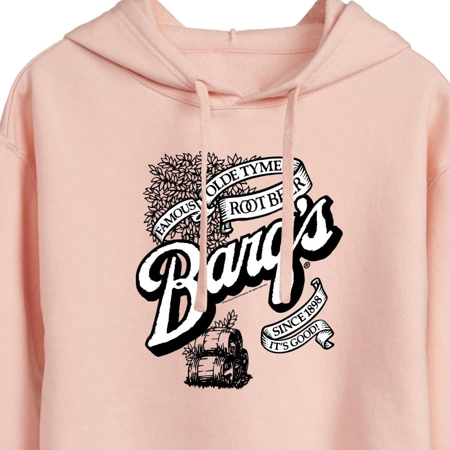 Barq's - Iconic Drinks & Beverages - Famous Olde Tyme Root Beer - Juniors Cropped Pullover Hoodie