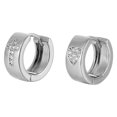 thumbnail image 1 of Boucles d'Oreilles Style Coréen Boucles d'Oreilles Mode Forme Coeur Super Brillant, Croix Incrustée de Zirconium, 1pair-Argent, 1 of 4