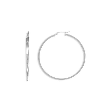 2mm Large Hoop Earrings - Extra Large Square Tube Sterling Silver Hoop Earrings 2mm x 50mm