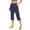 Navy, variant on CheerKidz Women's Cropped Stretch Pants Solid Color Elastic Waist Casual Capris with Pockets Comfy Spring Summer Streetwear(Hot Pink,2XL)