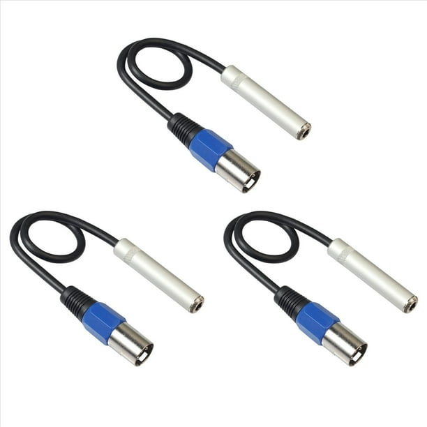3X Cable de 1/4 una XLR, Adaptador de Audio EstéReo Equilibrado de 1/4 de Pulgada Hembra una XLR Macho, Conector Macho de un Cuarto de Pulgada /TRS una XLR