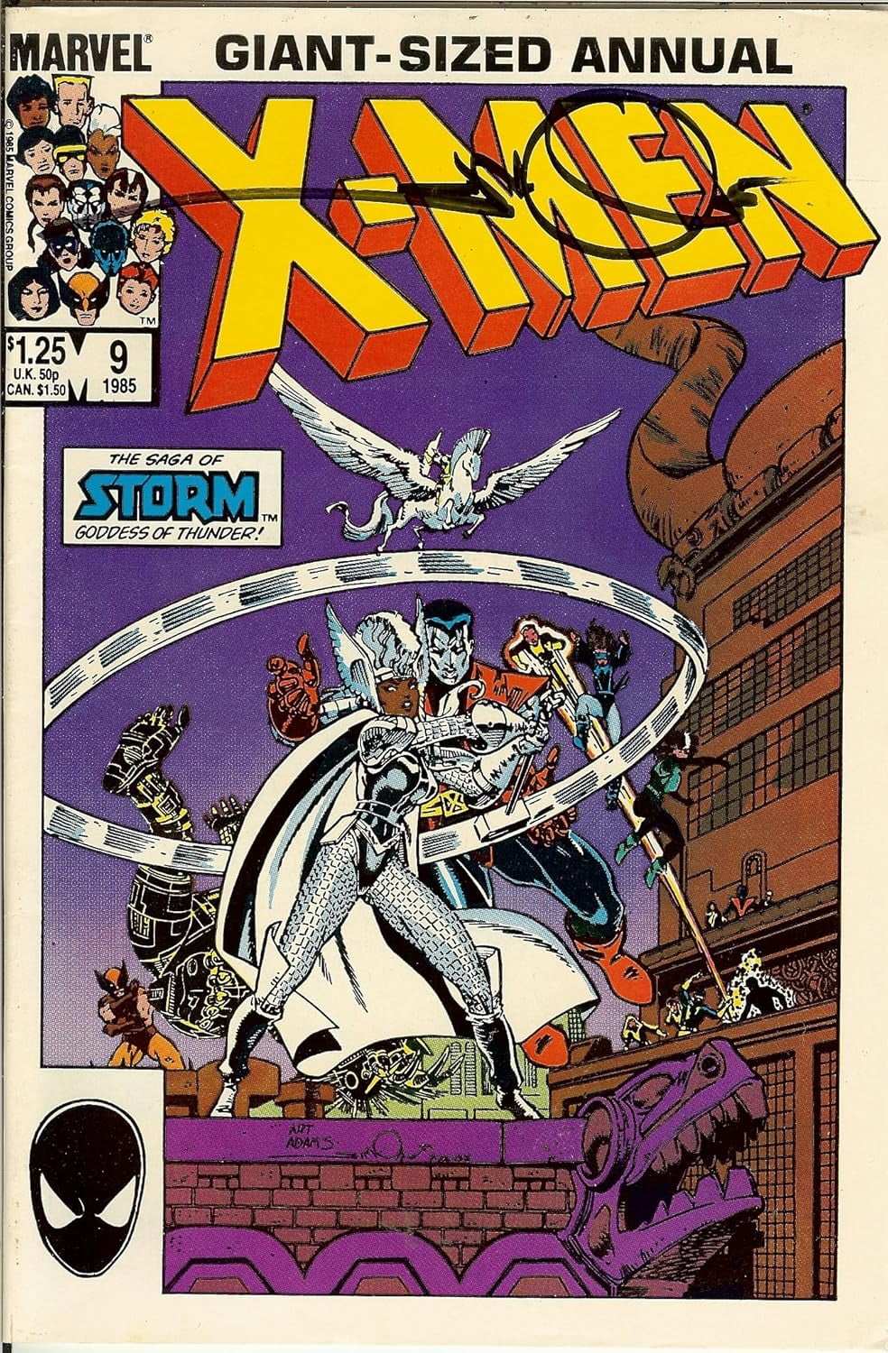 X-Men Giant Size Annual #9 Cover Signed Walt Simonson COA