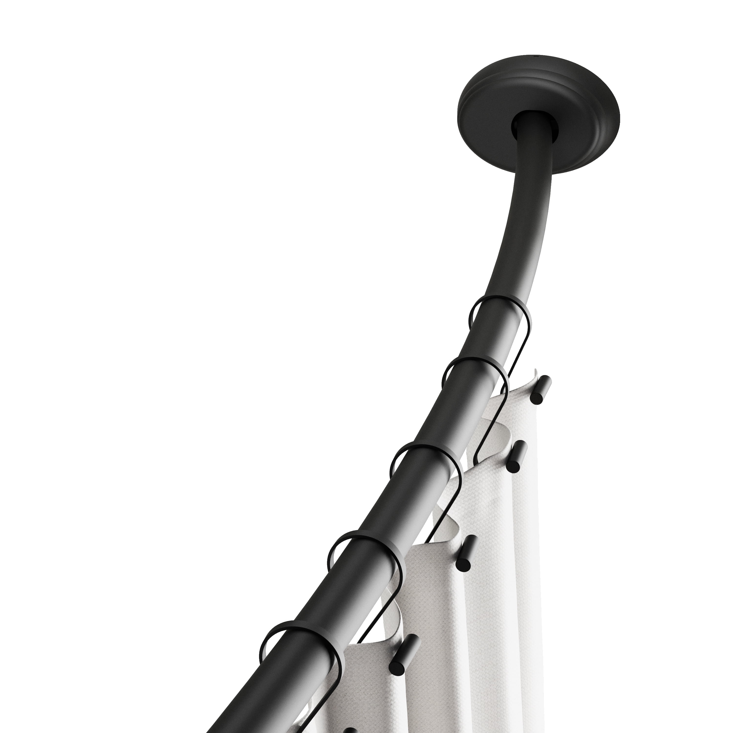 Better Homes & Gardens 50” to 72” Adjustable Tension or Wall-Mount Curved Shower Curtain Rod, Black