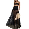 thumbnail image 2 of Women Bikini Cover Up Swimwear Sheer Mesh Skirt Beach Boho Maxi Wrap Long Skirt  See Through Dress, 2 of 5