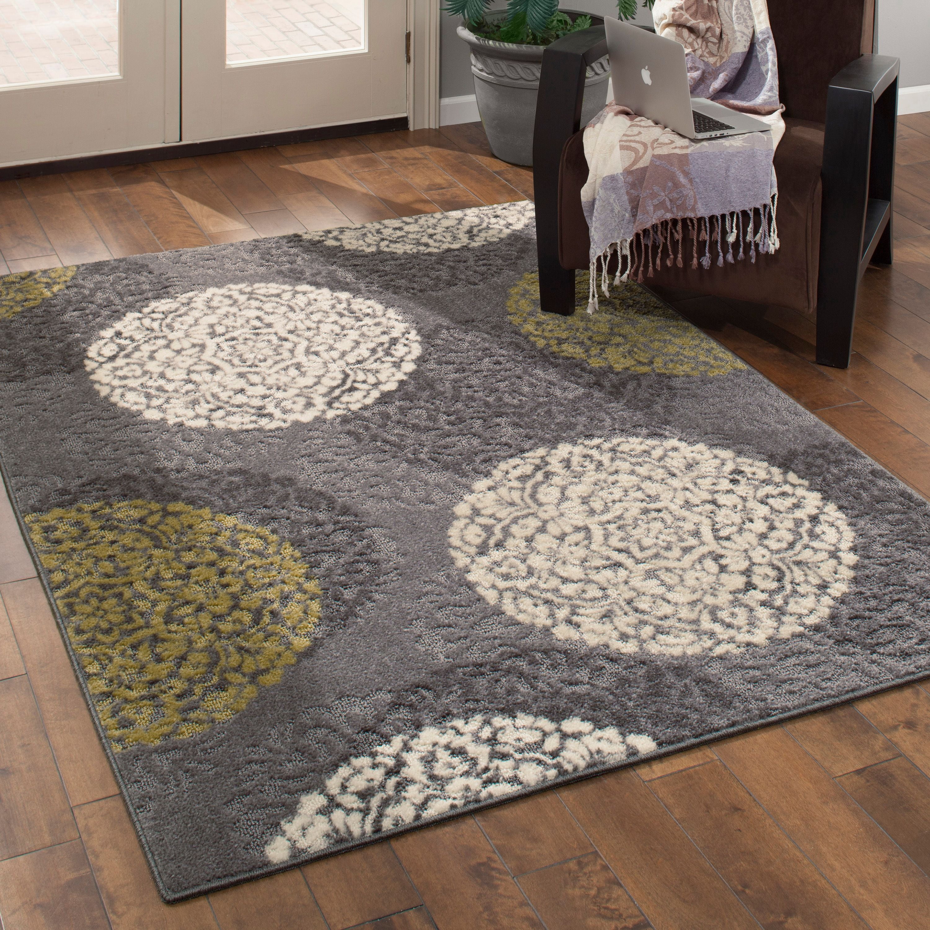 Better Homes & Gardens Medallions Transitional Area Rug, Gray, 5'x7