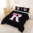 thumbnail image 2 of Erosebridal Pink Bows Alphabet R Queen Comforter Set,Girl Personalized Gifts Bedding Comforter Set For Teens,Reversible Black 3-Piece, 2 of 7