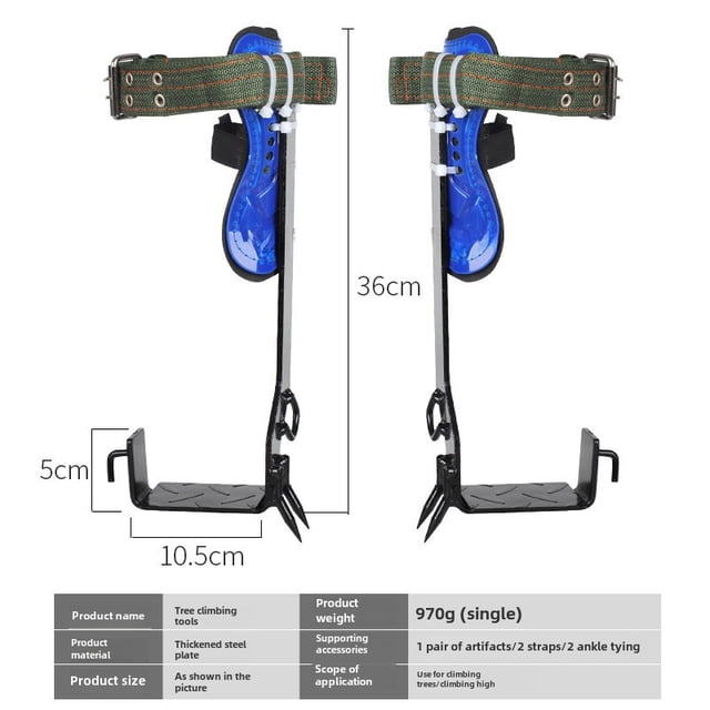 Professional-Grade Tree Climbing Iron Shoes with Secure Fastening: Durable Two-Tooth Upright Climbing Tool for Efficient Tree Harvesting, Comfortable Wear & Stable Performance – Ideal for Arborists