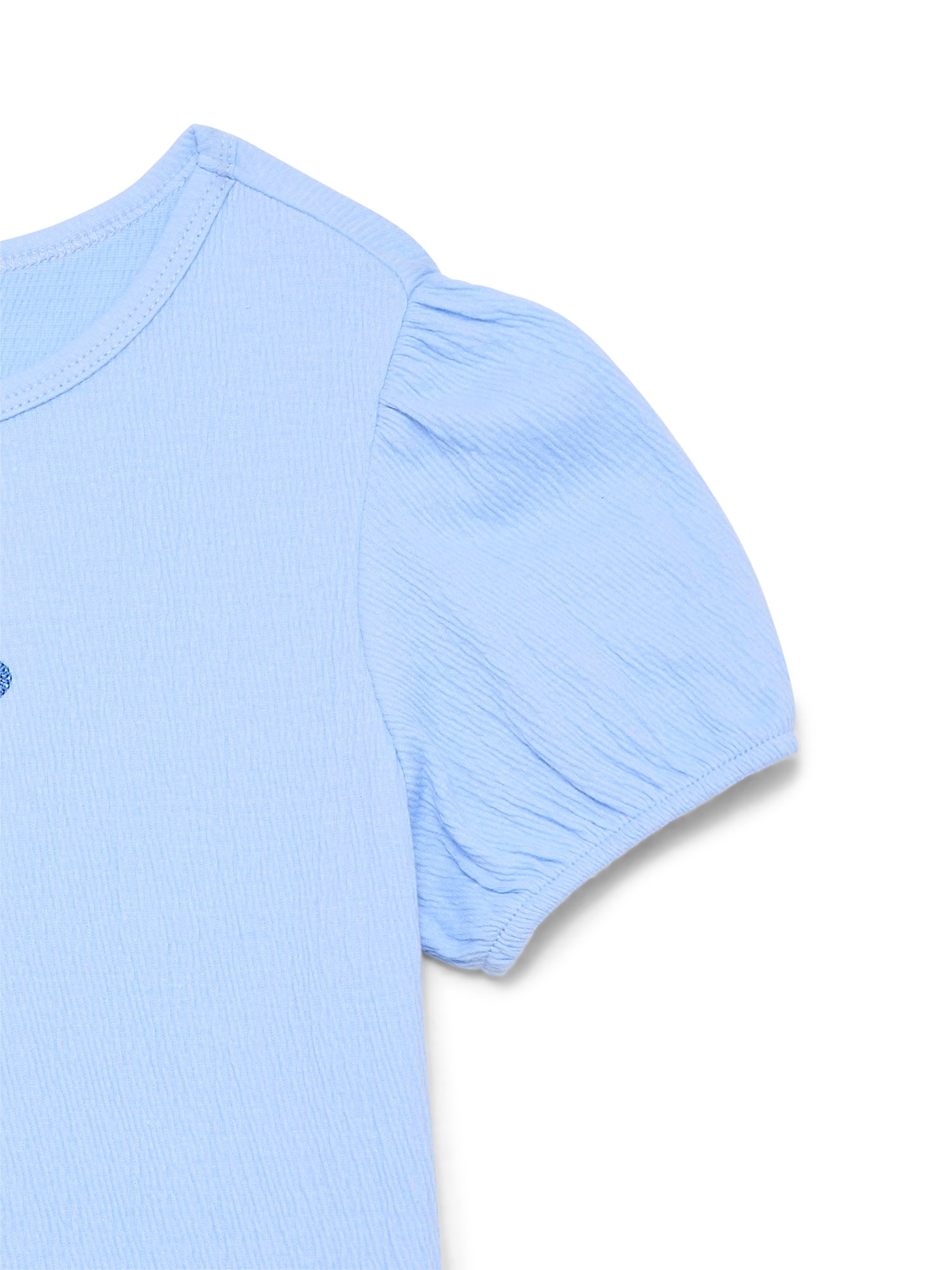 Wonder Nation Girls Crinkle Jersey Tee with Short Sleeves, Sizes 4-10