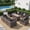 Black, variant on TANGJEAMER 9 Piece Patio Furniture Set with Fire Pit Table, All Weather Outdoor Sectional PE Rattan, Patio Conversation Sets with Cushions for Garden Lawn Balcony（Black）