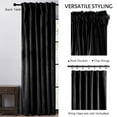 thumbnail image 2 of Topfinel 100% Blackout Luxury Velvet Curtain, 90 inches Long Rod Pocket Back Thermal Insulated Noise Reduce Curtains for Living Room Bedroom, 2 Panels,52 x 90 inch,Black, 2 of 7