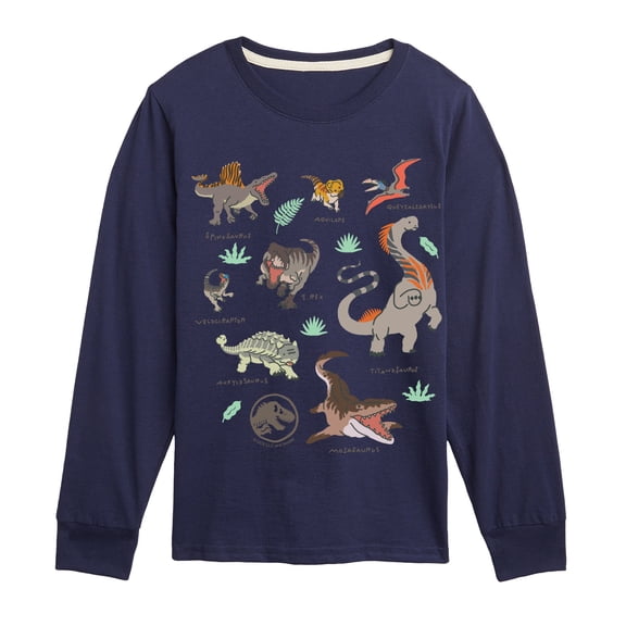 Jurassic World - Kawaii Dinosaurs - Youth Boys Long Sleeve Graphic T-Shirt