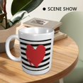 thumbnail image 5 of Valentines Hot Drinks Coffee Mug Gift Heart Graphic Striped Romantic Designs Red And White Ceramic Unspillable Reusable Insulated School Family Pantry Office Mug Anniversary Decorative 11 Ounce, 5 of 6